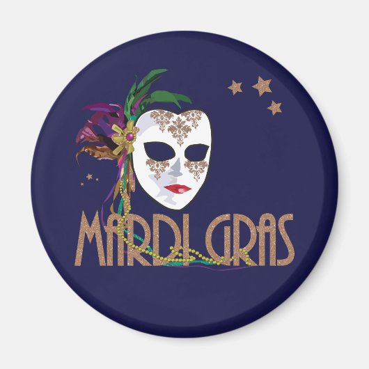 Damask Mardi Gras Mask Magnet (Voorkant)