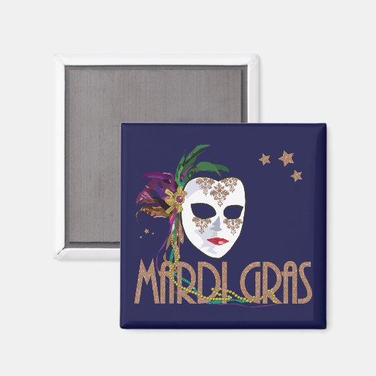Damask Mardi Gras Mask Magnet (Voorkant / Achterkant)