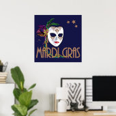 Damask Mardi Gras Mask Poster (Thuiskantoor)