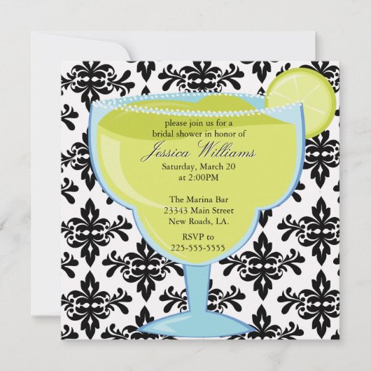 Damask Margarita Vrijgezellenfeest Kaart (Voorkant)