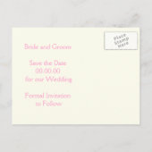 Damask marine blauw, roze bruiloft Save the Date Aankondigingskaart (Achterkant)