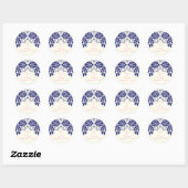 Damask marine blauw, roze, bruiloft Save the Date Ronde Sticker (Vel)
