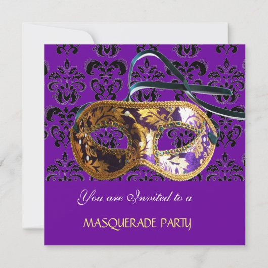 DAMASK MASQUERADE PARTIJ paars blauw Kaart (Voorkant)