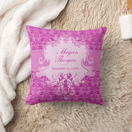 Damask mauve-herdenkingsfotokussen kussen (Deken)
