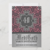Damask Medieval Gothic Theme Party Invitation Kaart (Voorkant)
