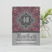 Damask Medieval Gothic Theme Party Invitation Kaart (Staand voorkant)