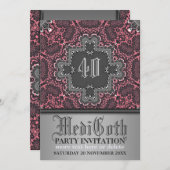 Damask Medieval Gothic Theme Party Invitation Kaart (Voorkant / Achterkant)