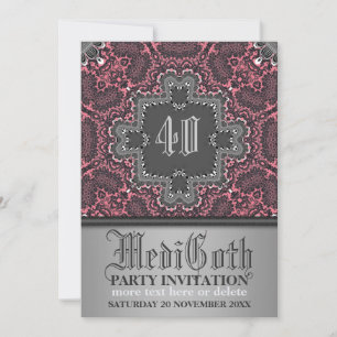 Damask Medieval Gothic Theme Party Invitation Kaart