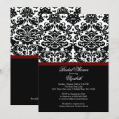 Damask Merlot Wine Red Bridal Shower Invitation Kaart (Voorkant / Achterkant)
