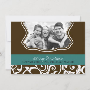 Damask Merry kerstfamilie Foto Holiday Kaart