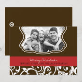 Damask Merry kerstfamilie Foto Holiday Kaart (Voorkant / Achterkant)