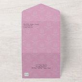 Damask met Dragonfly Quinceañera All In One Uitnodiging (Buitenkant)
