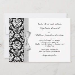 Damask met Grey Silver Bow Weddenschap Kaart