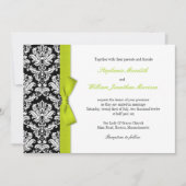 Damask met Limoen Bow Wedding Invitation Kaart (Voorkant)