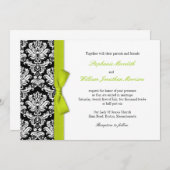 Damask met Limoen Bow Wedding Invitation Kaart (Voorkant / Achterkant)