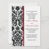 Damask met rood accent Wedding Invitation Kaart (Voorkant)