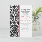 Damask met rood accent Wedding Invitation Kaart (Staand voorkant)