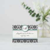 Damask met Tiffany Wedding Website Visitekaartje Informatiekaartje (Staand voorkant)