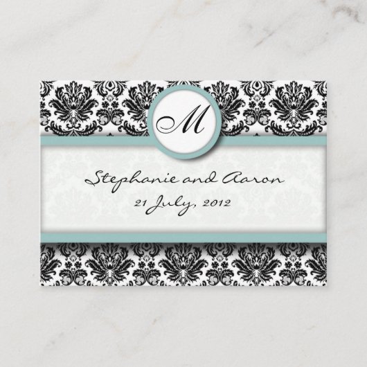 Damask met Tiffany Wedding Website Visitekaartje Informatiekaartje (Voorkant)
