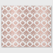 Damask Metallic Royal Floral Pink Rose White Blush Cadeaupapier (Vlak)