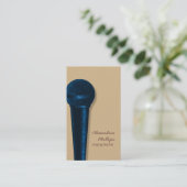 Damask Microphone Visitekaartje, Royal Blue Visitekaartje (Staand voorkant)