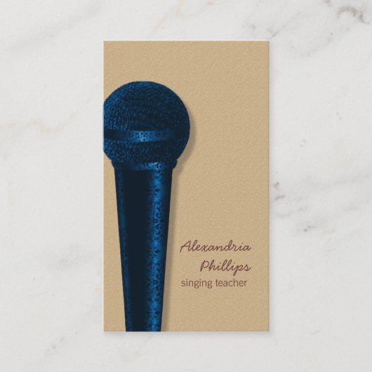 Damask Microphone Visitekaartje, Royal Blue Visitekaartje (Voorkant)