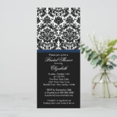 Damask Midnight Blue Bridal Shower Invitation Kaart (Staand voorkant)