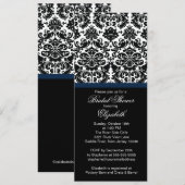 Damask Midnight Blue Bridal Shower Invitation Kaart (Voorkant / Achterkant)