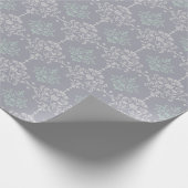 Damask Mint Green Pastel Grey Gray Delicate Cadeaupapier (Hoek)