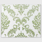 Damask Mint Green Royal Metallic White Glitter Cadeaupapier (Vlak)