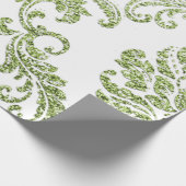 Damask Mint Green Royal Metallic White Glitter Cadeaupapier (Hoek)