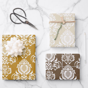 Damask modern kleurenpatroon inpakpapier vel