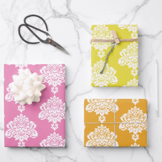 Damask modern kleurenpatroon inpakpapier vel (Voorkant)