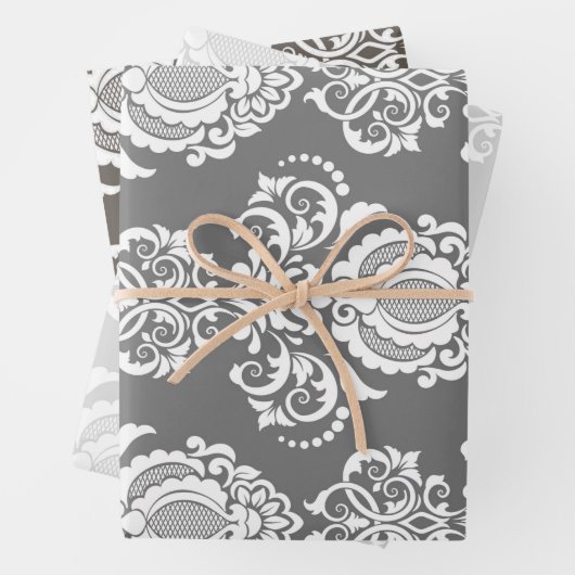 Damask modern kleurenpatroon inpakpapier vel (In situ)