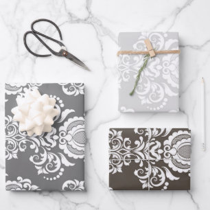 Damask modern kleurenpatroon inpakpapier vel