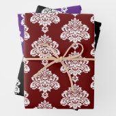 Damask Modern Kleurenpatroon Verpakkende Document Inpakpapier Vel (In situ)