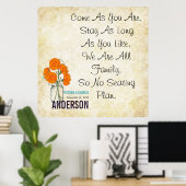 Damask  Modern Mason Jar Seating Chart Poster (Thuiskantoor)