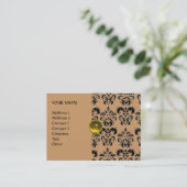 DAMASK MON RUBY felgeel grijs goud Visitekaartje (Staand voorkant)