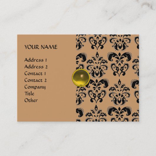 DAMASK MON RUBY felgeel grijs goud Visitekaartje (Voorkant)
