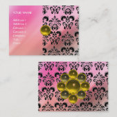 DAMASK MON RUBY: felgele grijze zijde Visitekaartje (Voorkant / Achterkant)