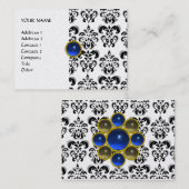 DAMASK MON RUBY helder blauw zwart witte parel Visitekaartje (Voorkant / Achterkant)