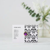 DAMASK MON RUBY helder paars grijs goud parel Visitekaartje (Staand voorkant)