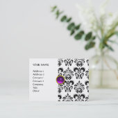 DAMASK MON RUBY helder paars grijs goud Visitekaartje (Staand voorkant)