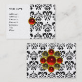 DAMASK MON RUBY helder rood violet grijs goud plat Visitekaartje (Voorkant / Achterkant)