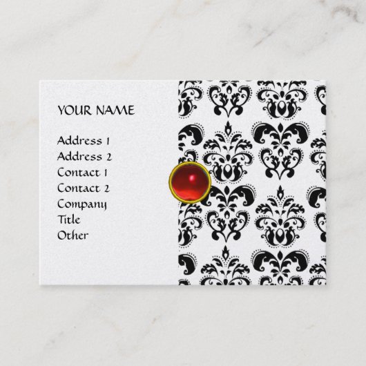 DAMASK MON RUBY helder rood violet grijs goud plat Visitekaartje (Voorkant)