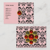 DAMASK MON RUBY helder rood violet grijs goud Visitekaartje (Voorkant / Achterkant)