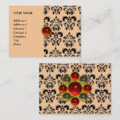 DAMASK MON RUBY helder rood violet grijs goud Visitekaartje (Voorkant / Achterkant)