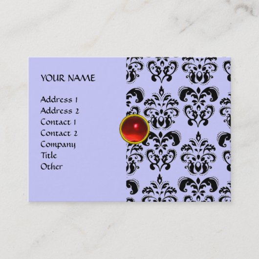 DAMASK MON RUBY helder rood violet grijs goud Visitekaartje (Voorkant)