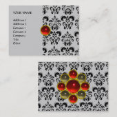 DAMASK MON RUBY helder rood violet grijs goud Visitekaartje (Voorkant / Achterkant)