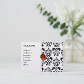 DAMASK MON RUBY helder rood violet grijs goudplate Visitekaartje (Staand voorkant)